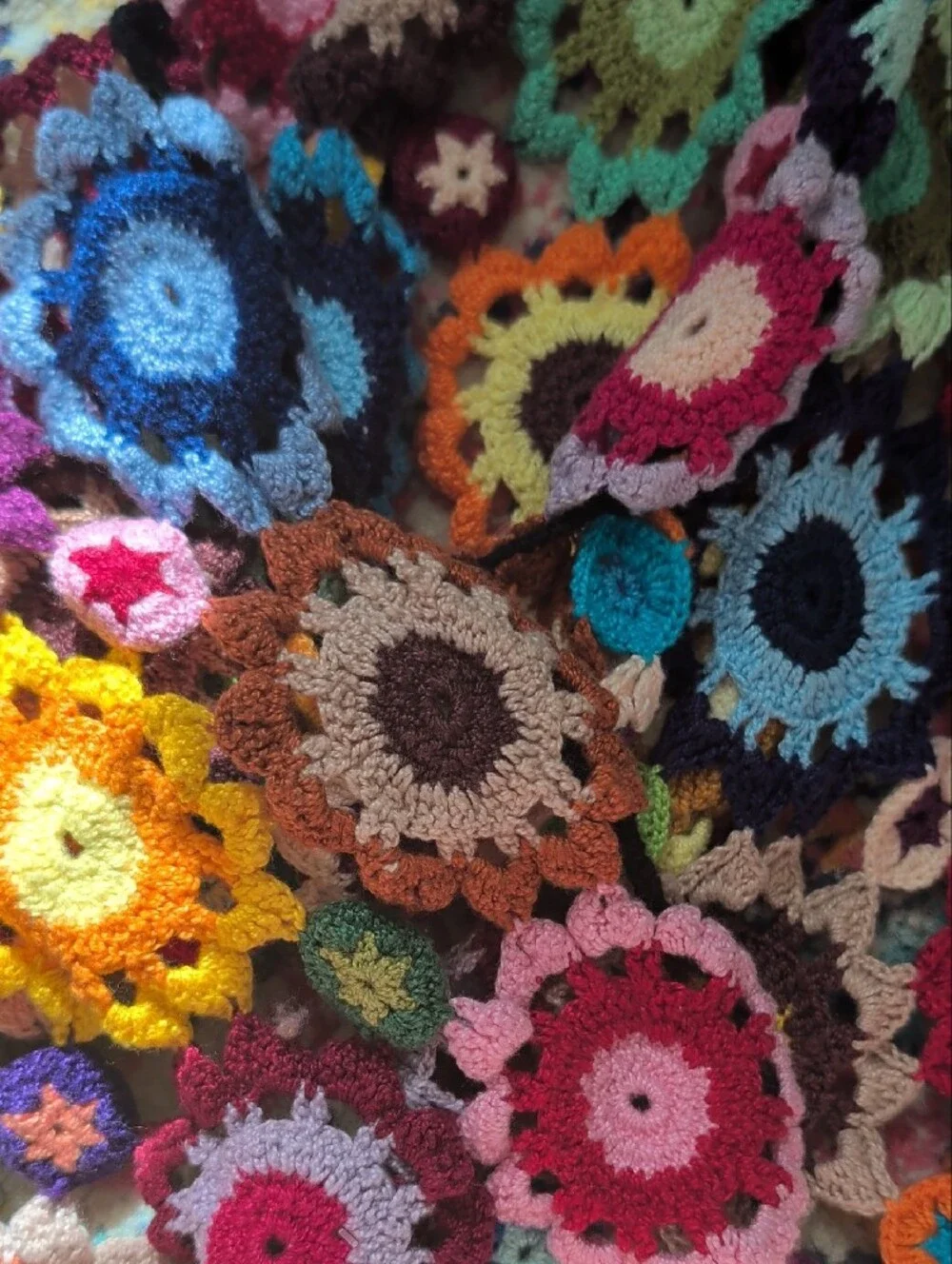 Handmade Multicolor Crochet Floral Scarf - Women Accessories
